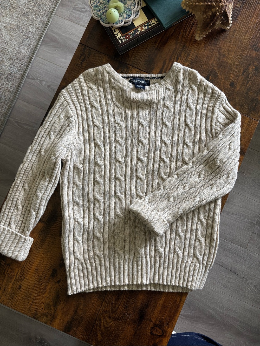 Vintage Cherokee Women's Cream Cable Knit Sweater
